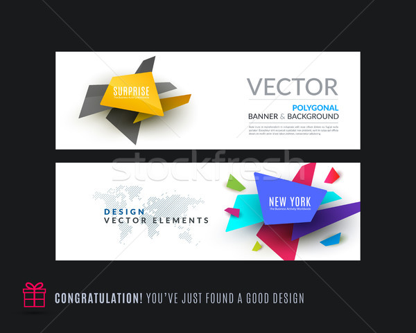 Abstract vector set of modern horizontal website banners with colourful triangle shapes Stock photo © Diamond-Graphics