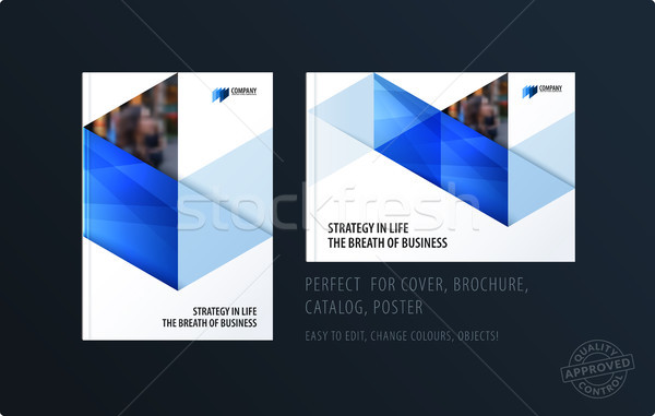 Brochure design triangles template. Colourful modern abstract set, annual report with triangles for  Stock photo © Diamond-Graphics
