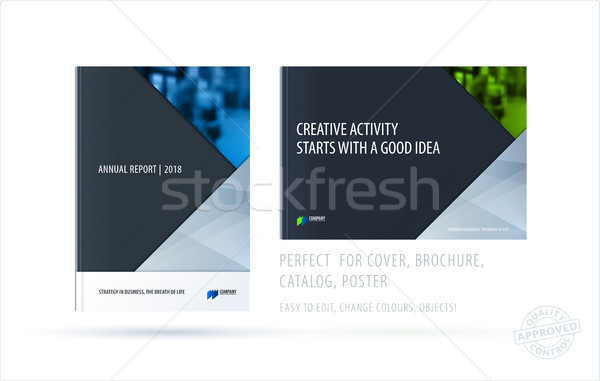 Abstract double-page brochure material design style with colourful layers for branding. Business vec Stock photo © Diamond-Graphics