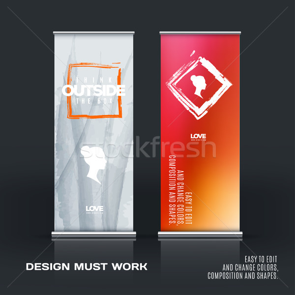 Business vector set of modern roll up banner stand design with colourful artistic stroke Stock photo © Diamond-Graphics