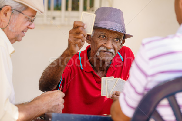 Group Of Happy Senior Friends Playing Cards And Laughing Stock photo © diego_cervo