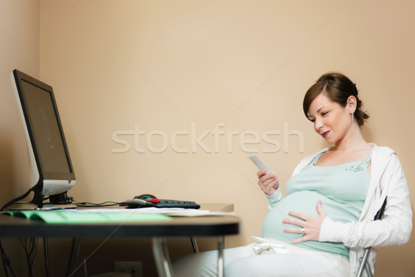 Stockfoto: Zwangere · vrouw · naar · Italiaans · maanden · kijken · ultrageluid