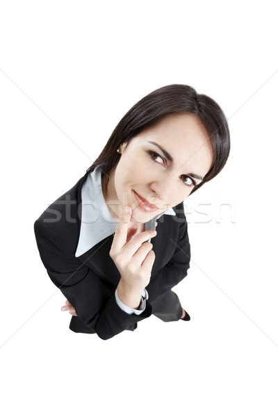 Pensativo mulher de negócios isolado branco ver Foto stock © diego_cervo