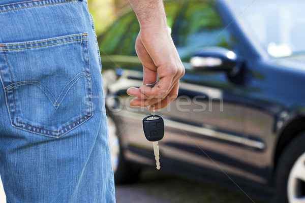 автомобилей человека ключами Новый автомобиль Сток-фото © diego_cervo
