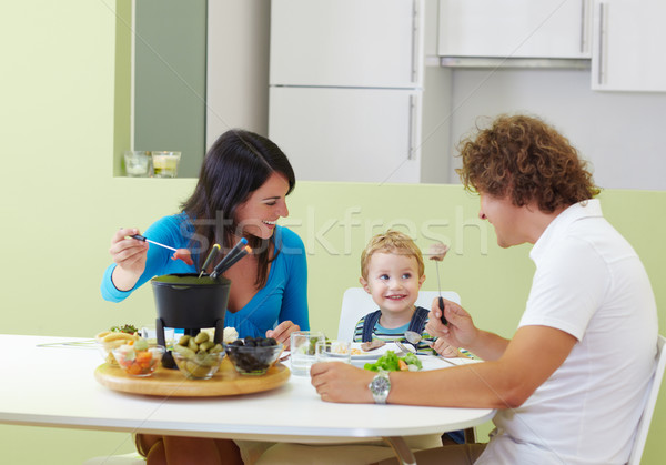 Aile yeme et mutlu aile ev bo Stok fotoğraf © diego_cervo