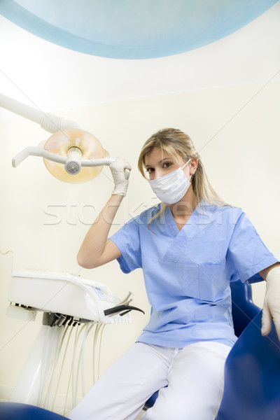 Dentista dental assistente sorridente mulher médico Foto stock © diego_cervo