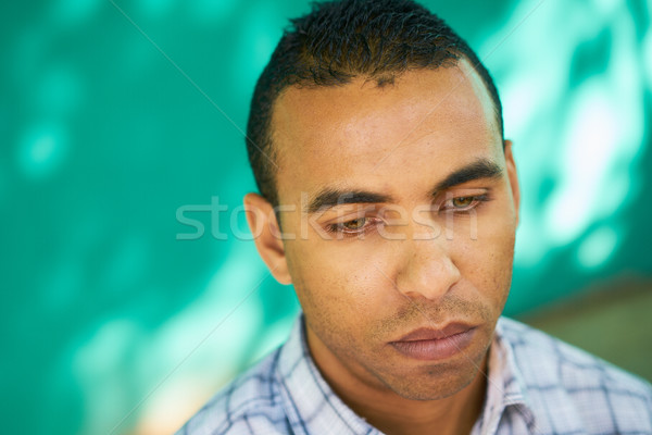 Bunalımlı koyu esmer adam üzücü endişeli yüz Stok fotoğraf © diego_cervo
