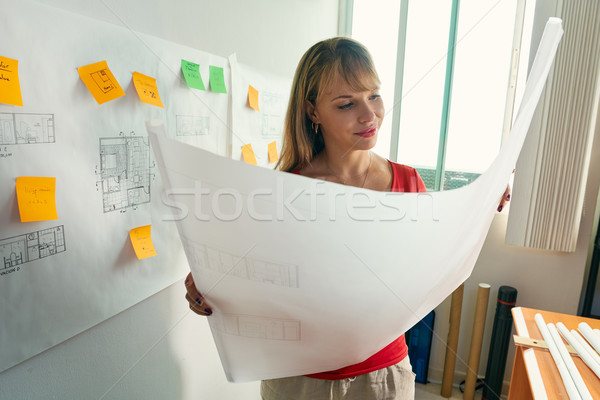 2 Young Architect College Student Doing Homework Drawing Project Stock photo © diego_cervo