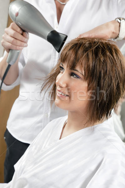 Fodrászat kilátás nő férfi haj szépség Stock fotó © diego_cervo