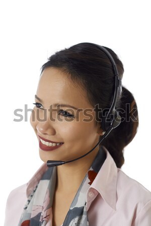 [[stock_photo]]: Asian · fille · travail · service · clients · représentant · jeunes