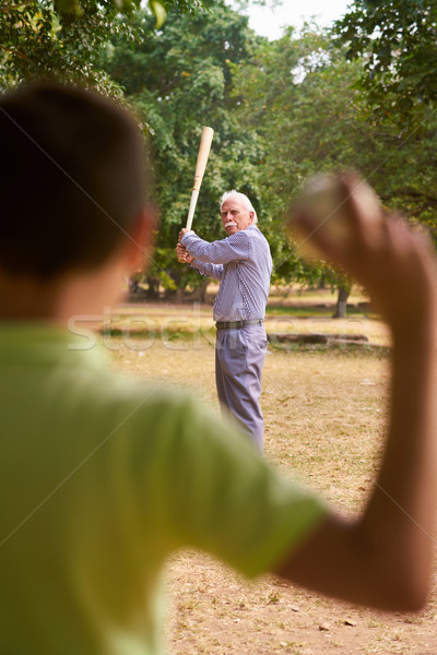 Famille heureuse supérieurs Grandpa petit-fils garçon jouer [[stock_photo]] © diego_cervo