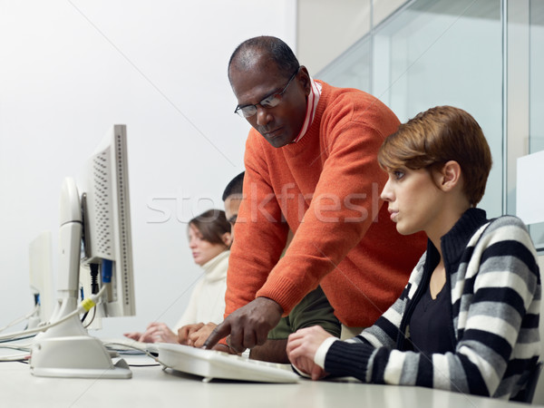 Stock foto: Lehrer · Studenten · College · Computer · Klasse · indian