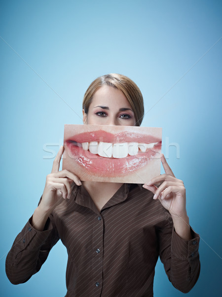 üzletasszony nagy száj felnőtt üzletasszony tart Stock fotó © diego_cervo