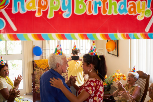 Old People Birthday Party With Friends In Geriatric Hospital Stock photo © diego_cervo