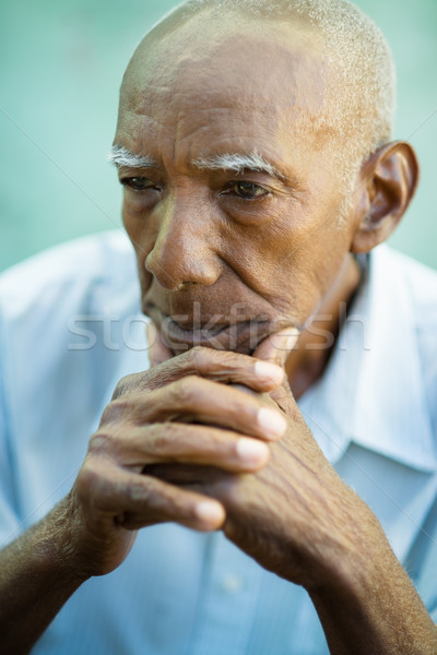 Foto d'archivio: Ritratto · triste · calvo · senior · uomo · anziani