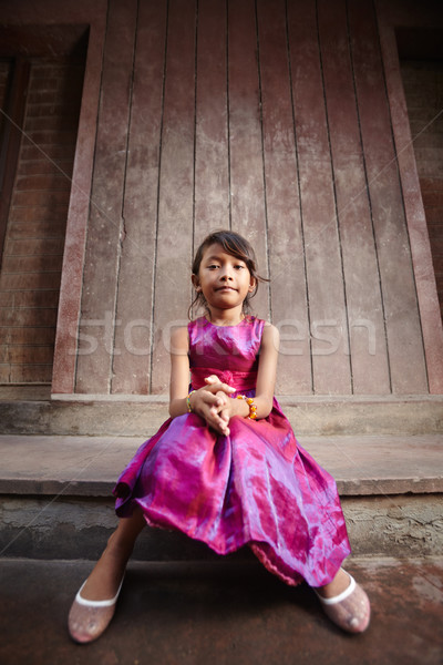 Foto stock: Bonitinho · feliz · pequeno · asiático · menina · sorridente