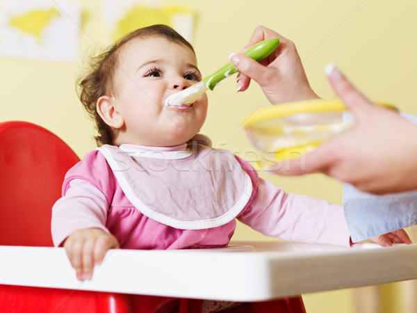 Stock foto: Mutter · Ernährung · Baby · mom · Essen · Tochter