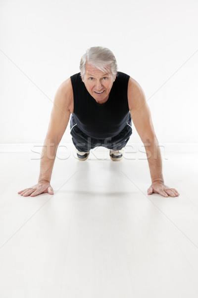 Zdjęcia stock: Fitness · jogi · front · widoku · starszy · człowiek