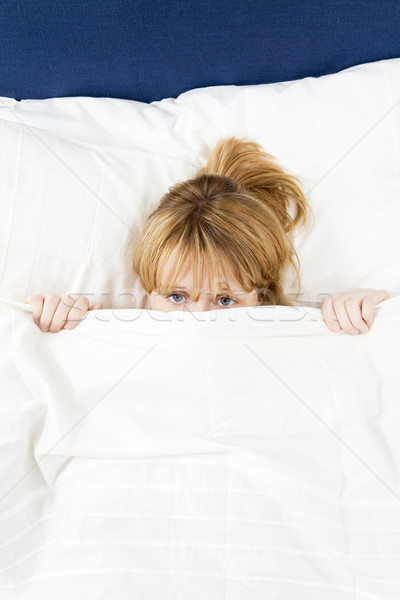 午前 若い女性 ベッド アップ コピースペース ストックフォト © diego_cervo