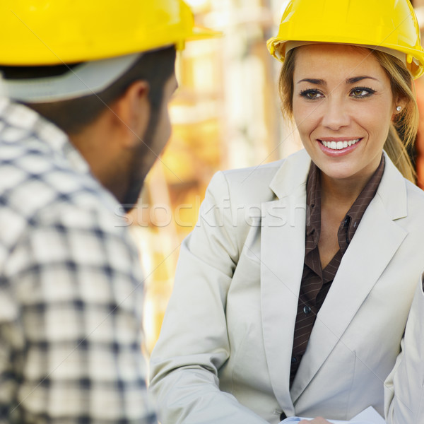 Stock photo: construction worker and architect