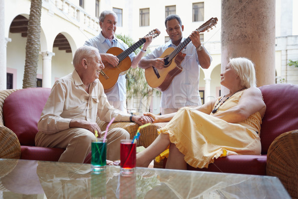 Stock foto: Alte · Frau · trinken · Hotel · bar · Senior