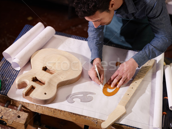 italian artisan working in lutemaker workshop Stock photo © diego_cervo