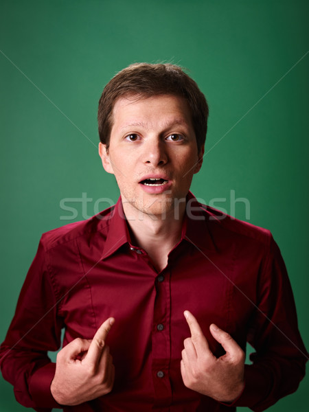 caucasian businessman pointing at himself Stock photo © diego_cervo