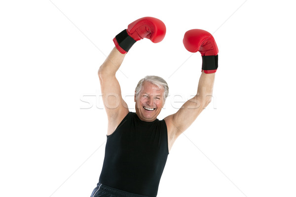 Senior boxer felice uomo rosso guantoni da boxe Foto d'archivio © diego_cervo