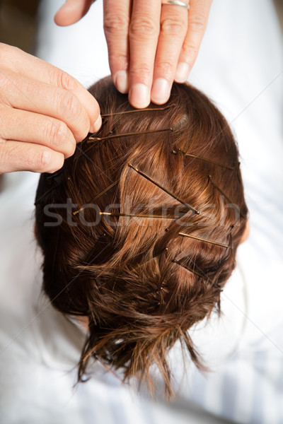 Salon fryzjerski widoku fryzjer kobieta człowiek Zdjęcia stock © diego_cervo