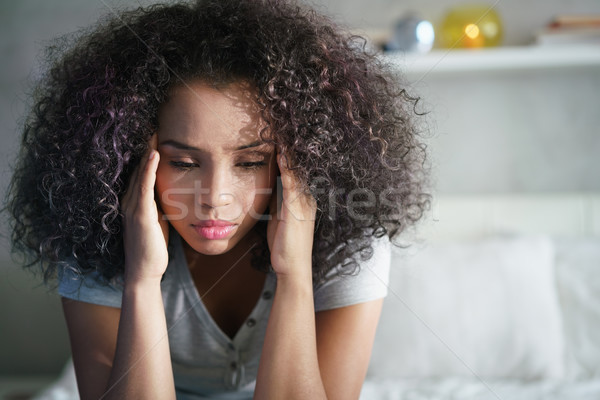 Depressed Hispanic Girl With Sad Emotions And Feelings Stock photo © diego_cervo