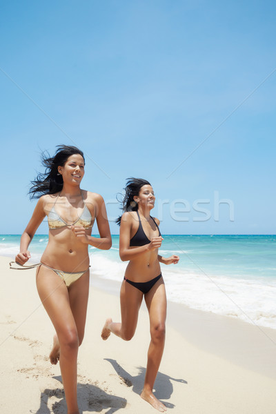 Stock foto: Schwestern · bikini · Strand · Karibik · Meer · Paar