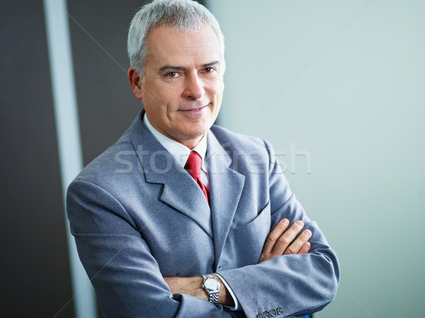 Сток-фото: зрелый · бизнесмен · служба · портрет · деловой · человек · оружия