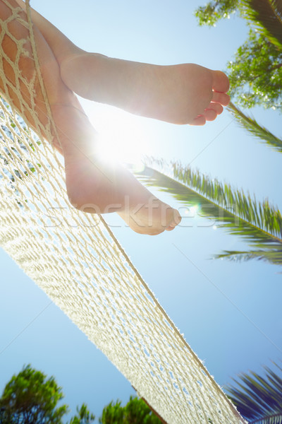 Mujer hamaca vista relajante vertical Foto stock © diego_cervo