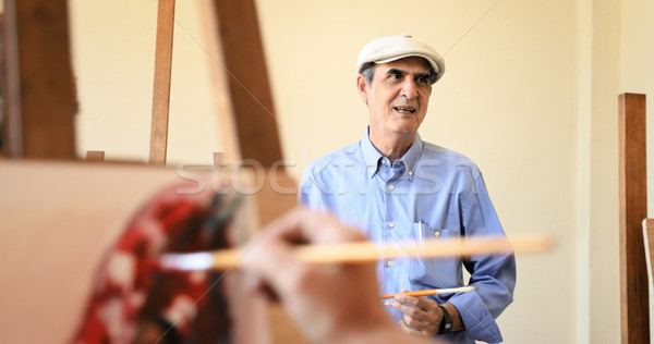 Kunst Schule Lehrer sprechen Studenten Malerei Stock foto © diego_cervo