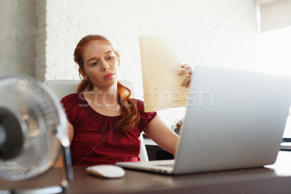 Businesswoman Sweating At Work With Broken Conditioner Stock photo © diego_cervo