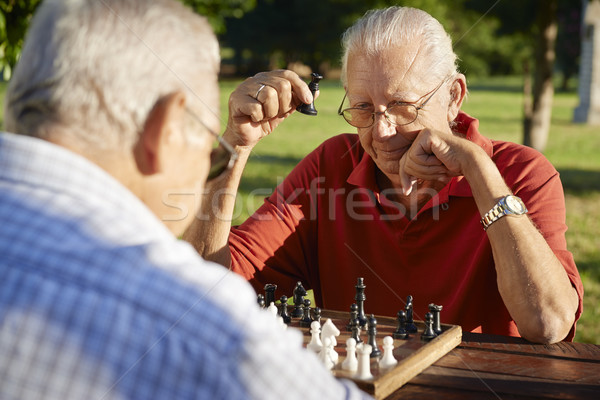 Foto stock: Activo · jubilado · personas · dos · altos · hombres