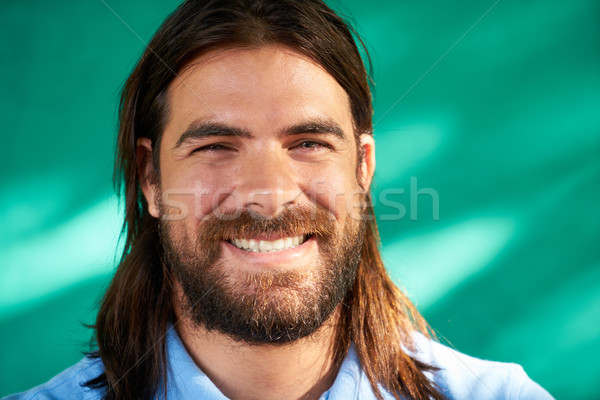 Happy People Portrait Young Latino Man With Beard Smiling Stock photo © diego_cervo