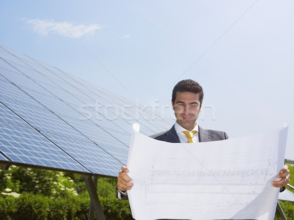 businessman standing near solar panels Stock photo © diego_cervo