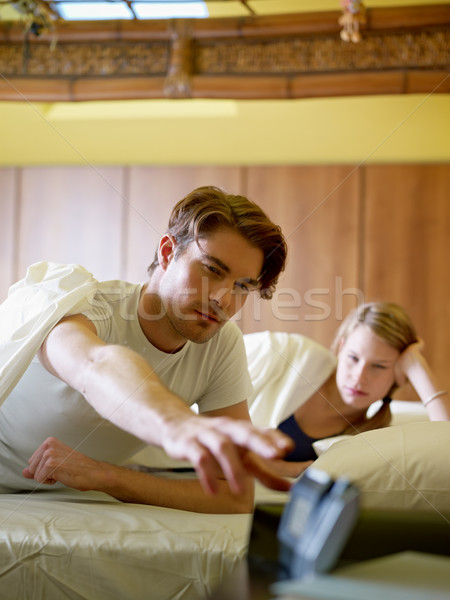 young couple waking up in the morning Stock photo © diego_cervo