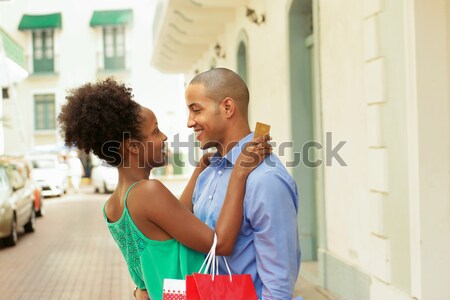 Stockfoto: Afro-amerikaanse · paar · creditcard · Panama · zwarte