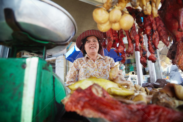Portret asiatic femeie alimente strada Cambogia Imagine de stoc © diego_cervo