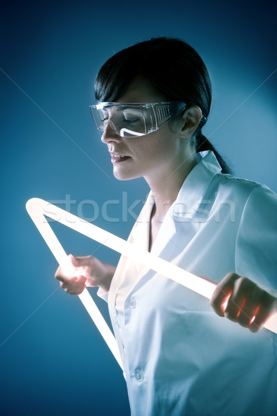 Neon bot olasz nő tart labor Stock fotó © diego_cervo