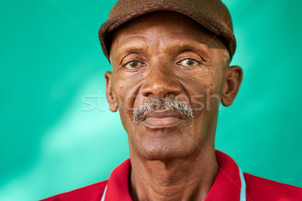 Seniors People Portrait Sad Old Black Man With Hat Stock photo © diego_cervo