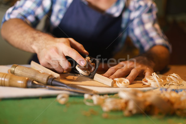 Artisan Lute Maker Chiseling Stringed Instrument Classical Guita Stock photo © diego_cervo