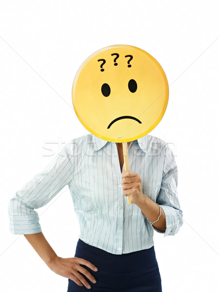 Stock photo: businesswoman with emoticon