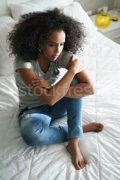 Depressief latino meisje triest emoties gevoelens Stockfoto © diego_cervo
