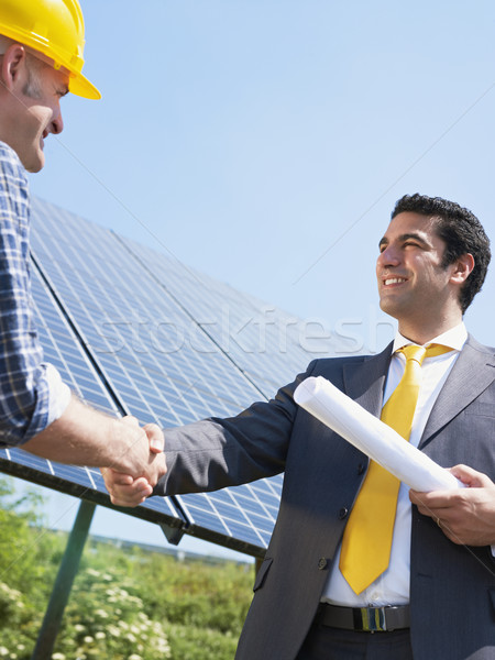 businessman and electrician shaking hands Stock photo © diego_cervo