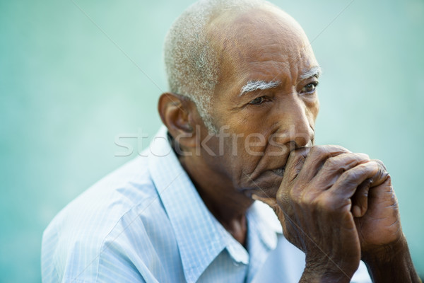 Portré szomorú kopasz idős férfi idősek Stock fotó © diego_cervo