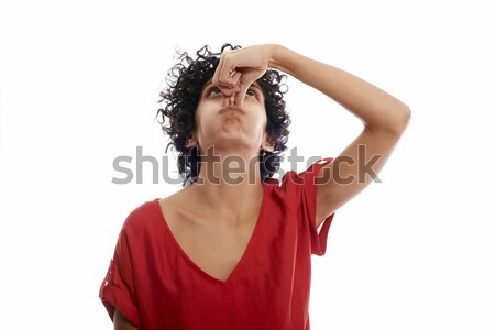Spanyol fiatal nő tart lélegzet nő befejezés Stock fotó © diego_cervo