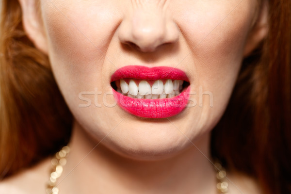 Expressions faciales jeunes femme mur de briques Photo stock © diego_cervo